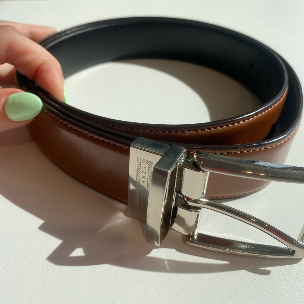 Perry Ellis Brown Leather Belt